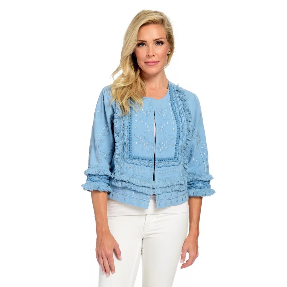 Indigo Moon Embroidered. Embellished Festival Jacket Size Medium